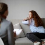 Teen girl at psychologist